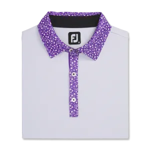 2023 FootJoy Mens Tossed Tulip Trim Polo - White / Violet