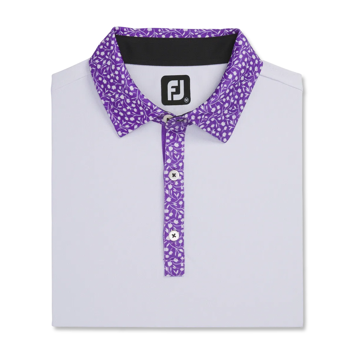 2023 FootJoy Mens Tossed Tulip Trim Polo - White / Violet