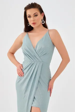 Angelino Mint Laki Dressing Cruve Slit Evening Dress