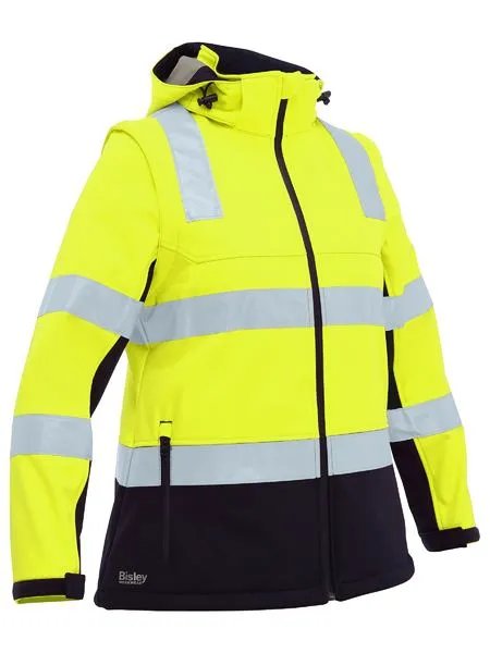 Bisley Womens Taped Two Tone Hi Vis 3 in 1 Soft Shell Jacket (BJL6078T)