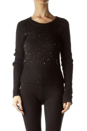 Black Gold Cozy Sequined Sweater