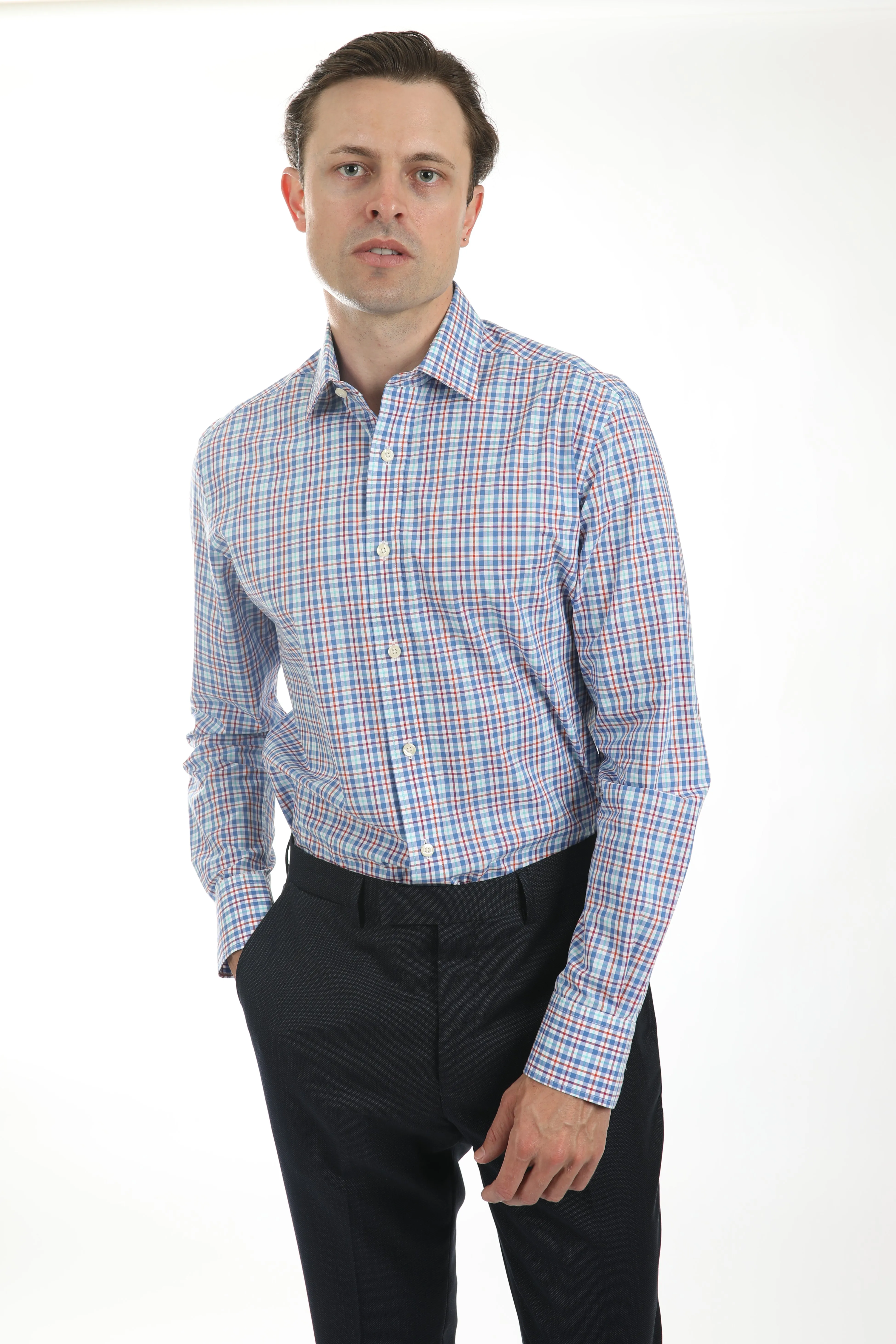 Blue Multi Check Shirt (Contemporary Fit)