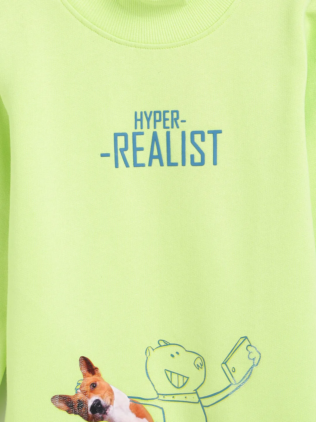 Boys Green Neon Printed Sweatshirt