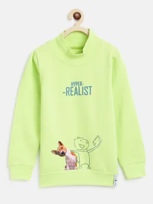 Boys Green Neon Printed Sweatshirt