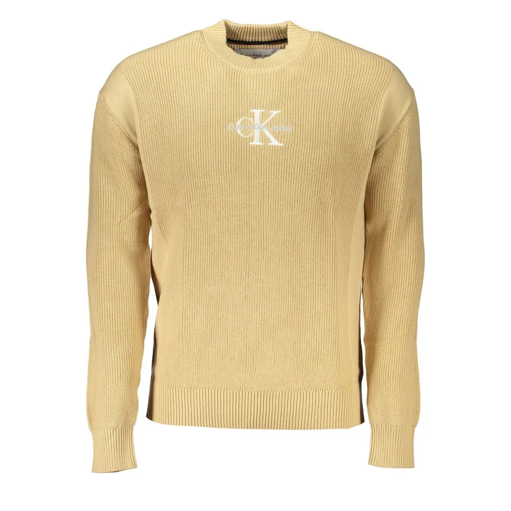 Calvin Klein Chic Beige Crew Neck Cotton Sweater