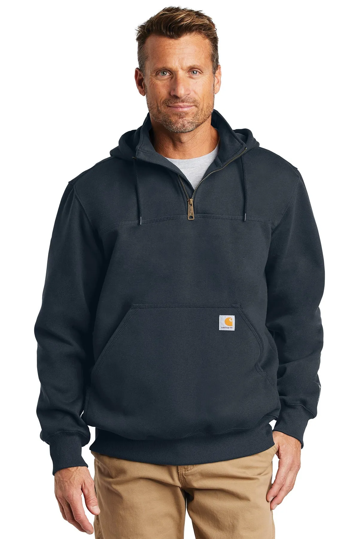 Carhartt Rain Defender Paxton Zip Custom Sweatshirts, New Navy