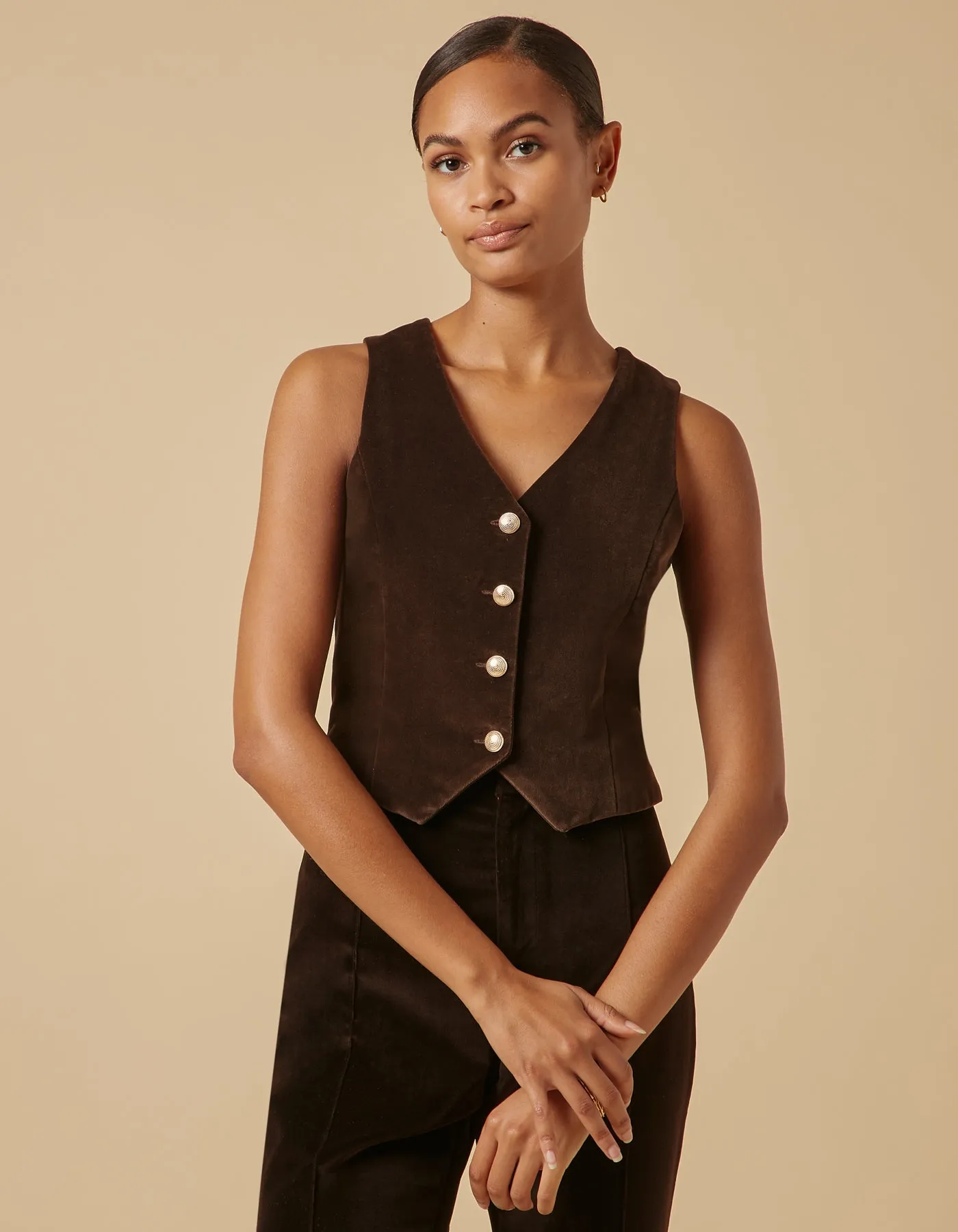 Carmen Chocolate Brown Velvet Waistcoat