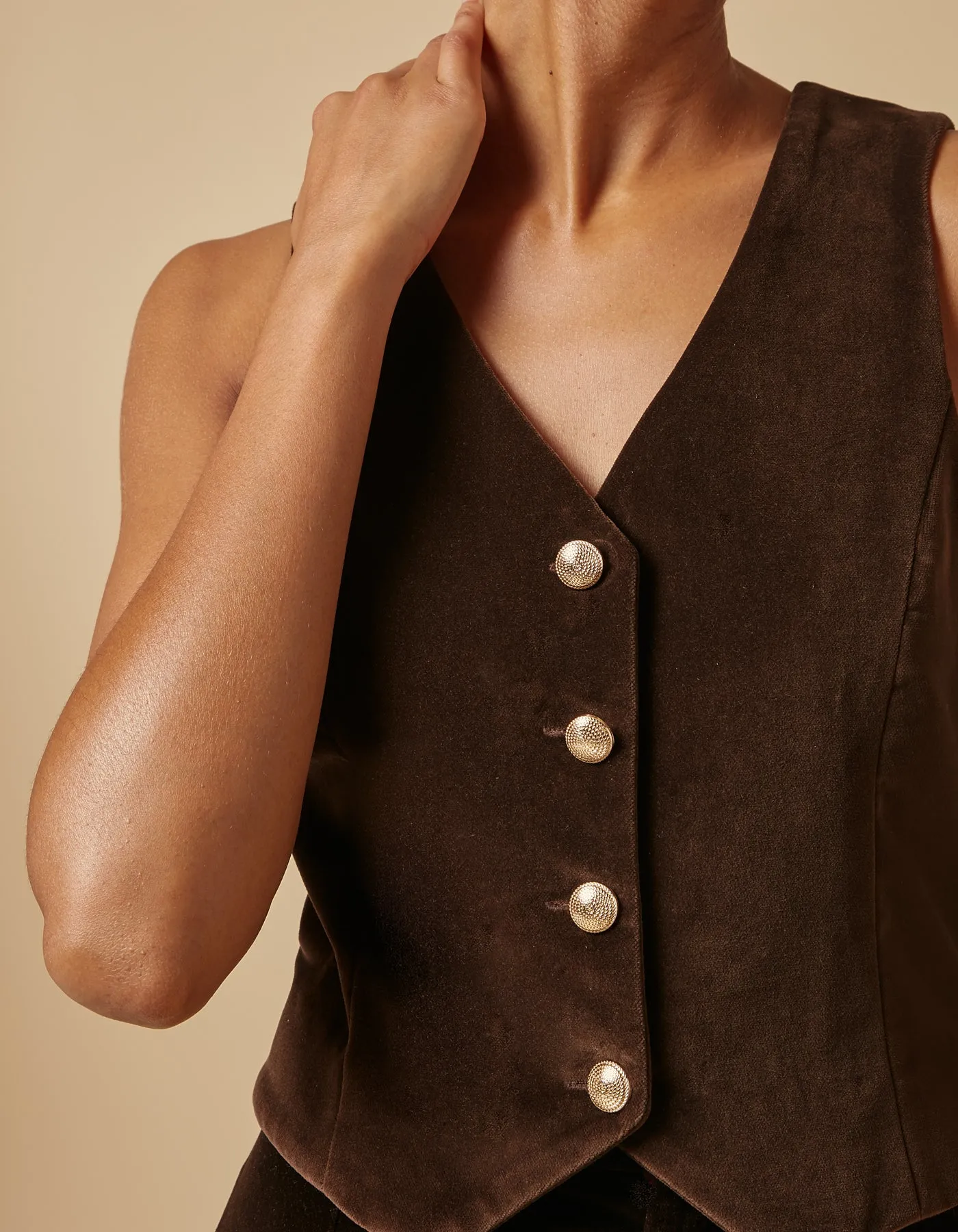 Carmen Chocolate Brown Velvet Waistcoat