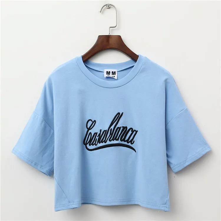 Casablanca Print Harajuku Style Crop Top Shirt