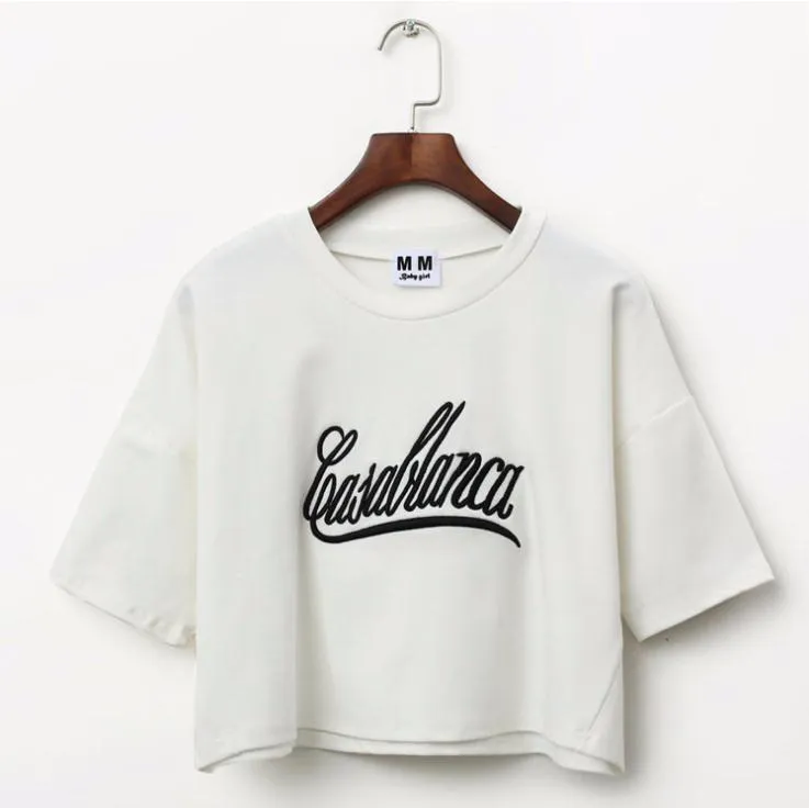 Casablanca Print Harajuku Style Crop Top Shirt