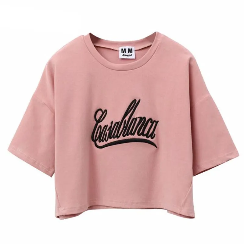 Casablanca Print Harajuku Style Crop Top Shirt