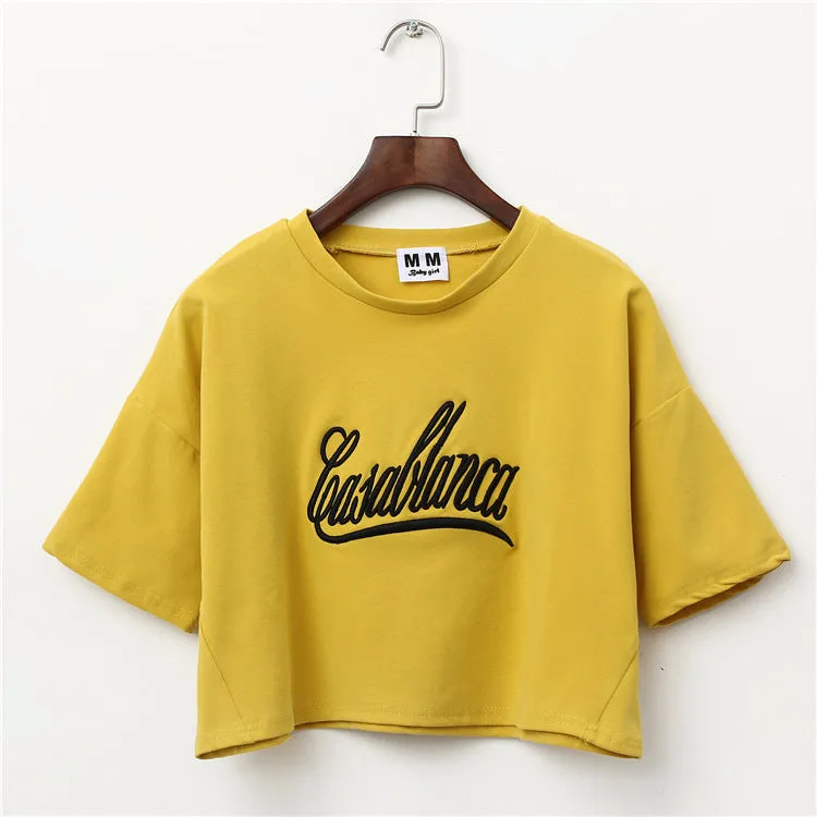 Casablanca Print Harajuku Style Crop Top Shirt