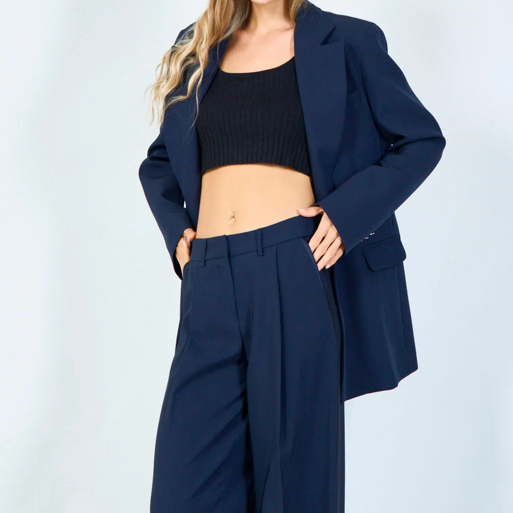 Classic tailored blazer and wide-leg pants set wholesale