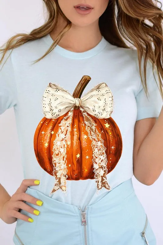 Coquette bow Halloween Pumpkin Graphic Tee