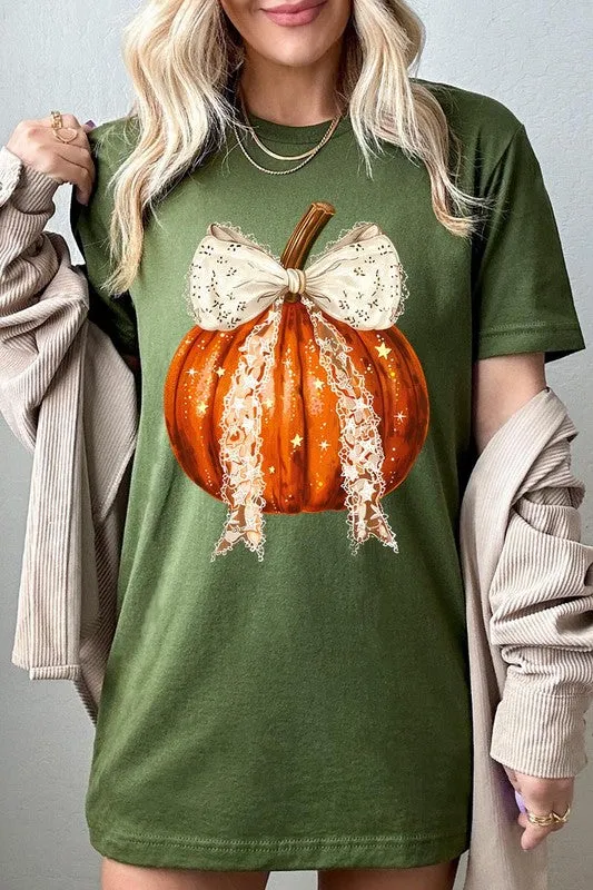 Coquette bow Halloween Pumpkin Graphic Tee