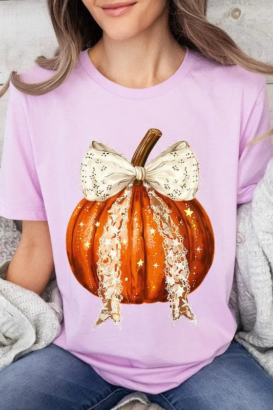 Coquette bow Halloween Pumpkin Graphic Tee