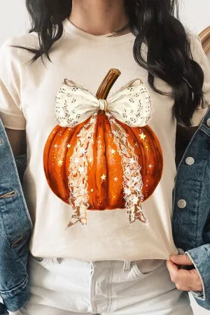 Coquette bow Halloween Pumpkin Graphic Tee