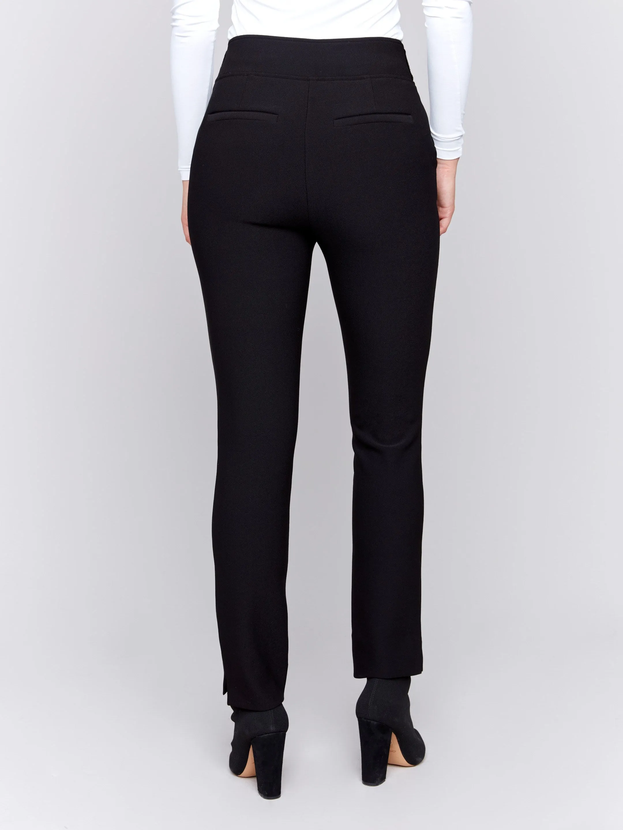 Crepe Slim Fit Dress Pants - Black