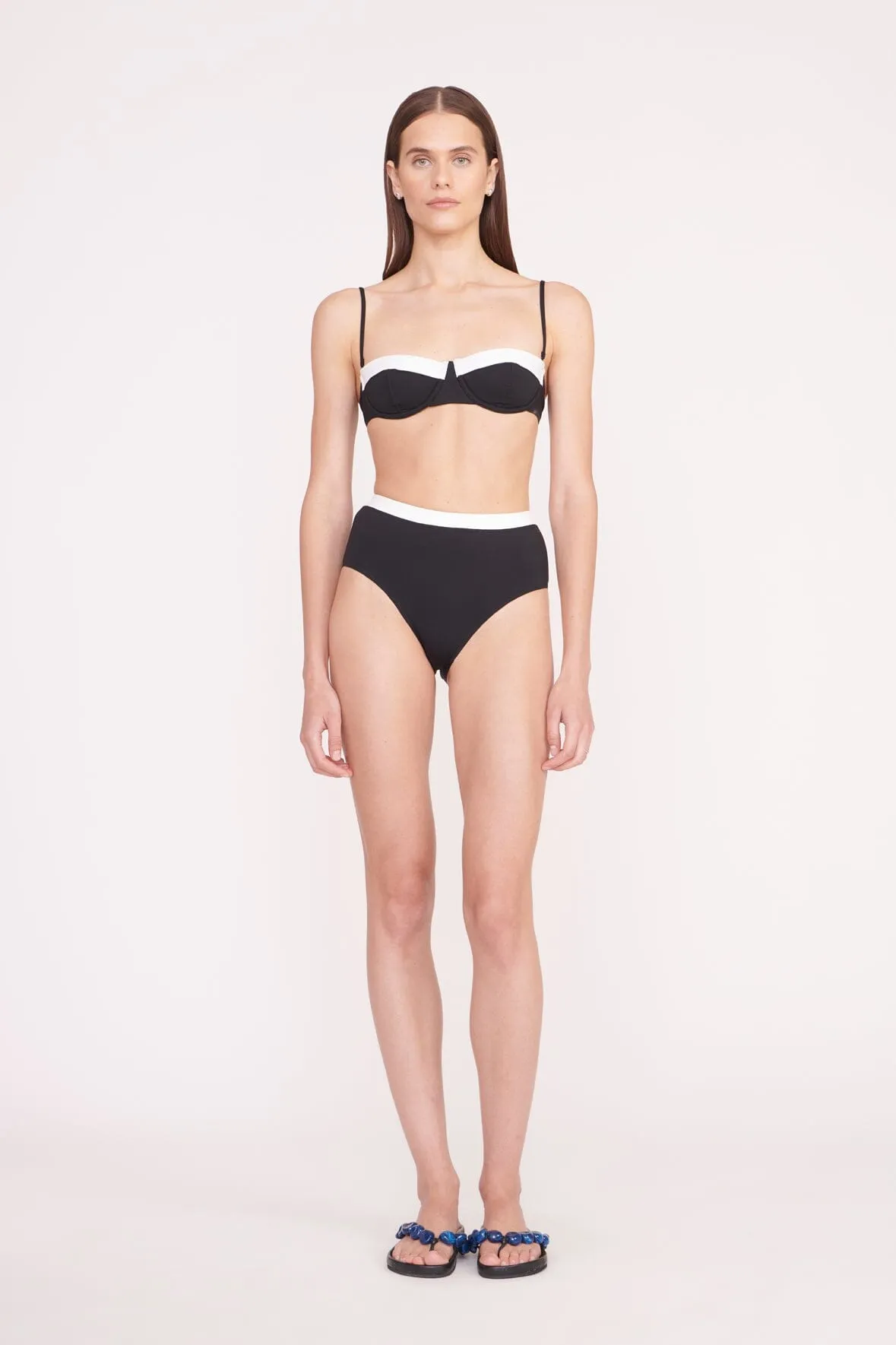 DEVON HIGH RISE BIKINI BOTTOM | BLACK WHITE