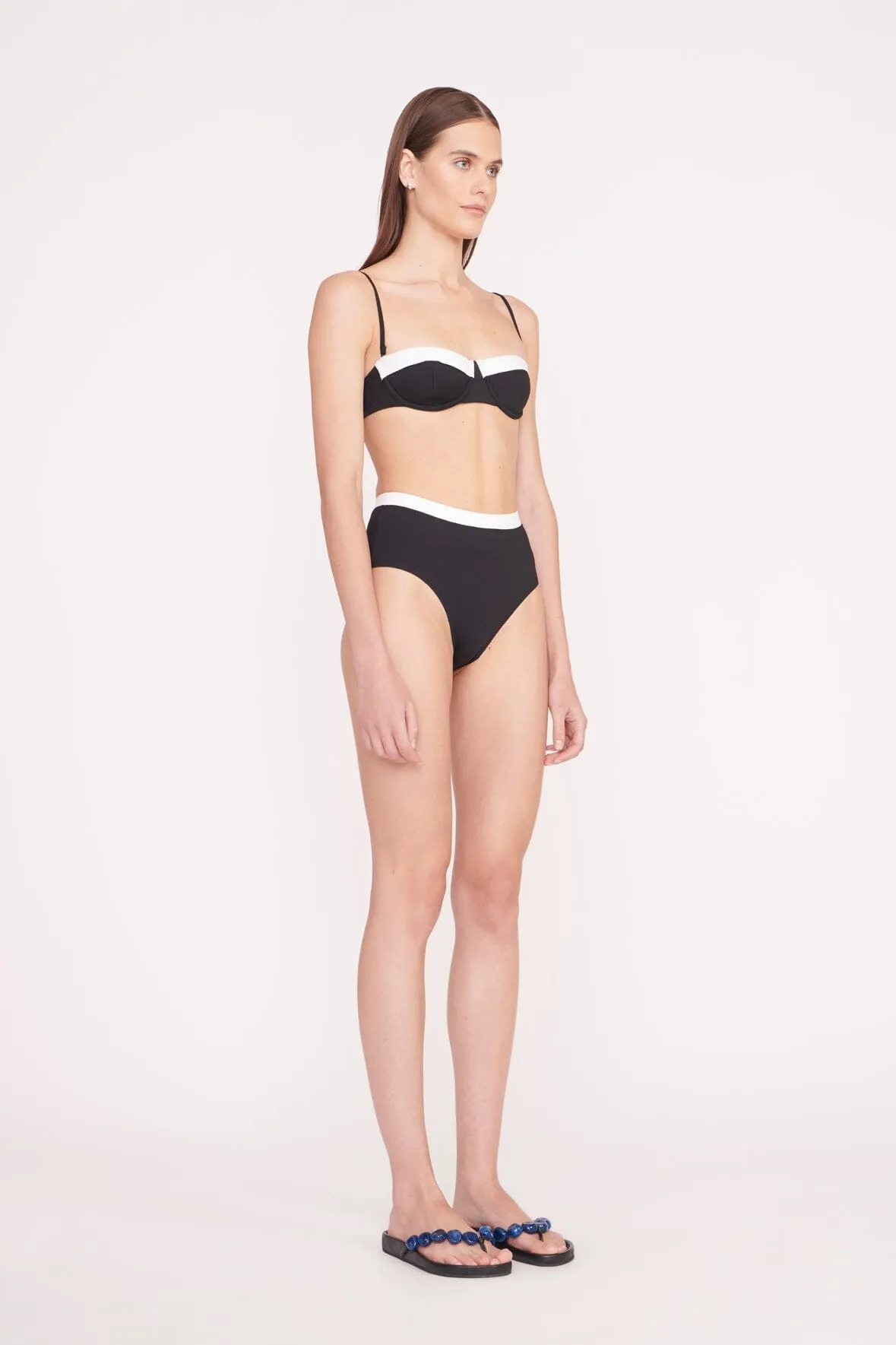 DEVON HIGH RISE BIKINI BOTTOM | BLACK WHITE