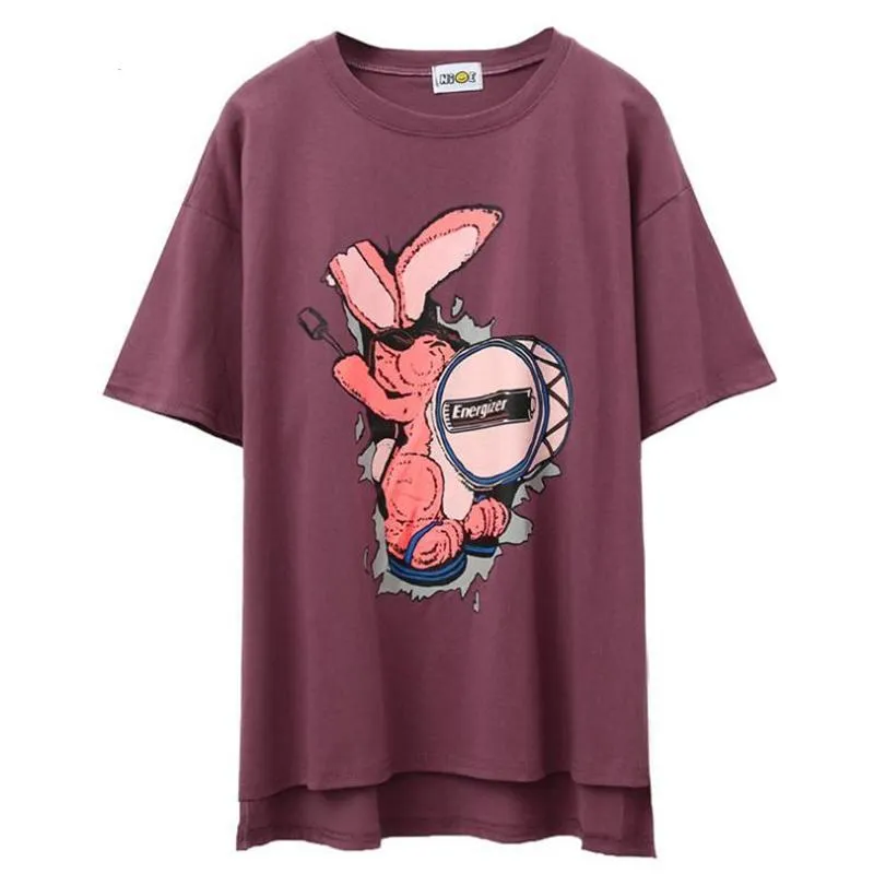 Drummer Rabbit Printed Novelty Casual Tees