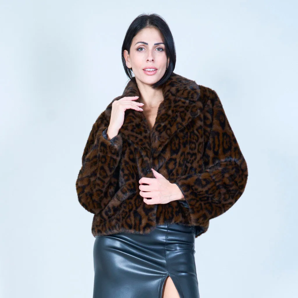 Faux fur leopard print jacket wholesale