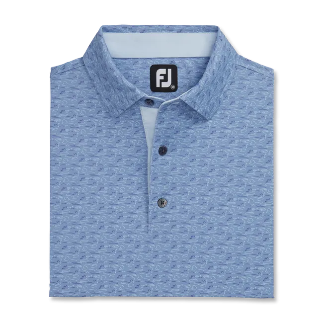 FootJoy Golf Course Doodle Stretch Pique Self Collar Polo