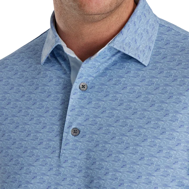 FootJoy Golf Course Doodle Stretch Pique Self Collar Polo