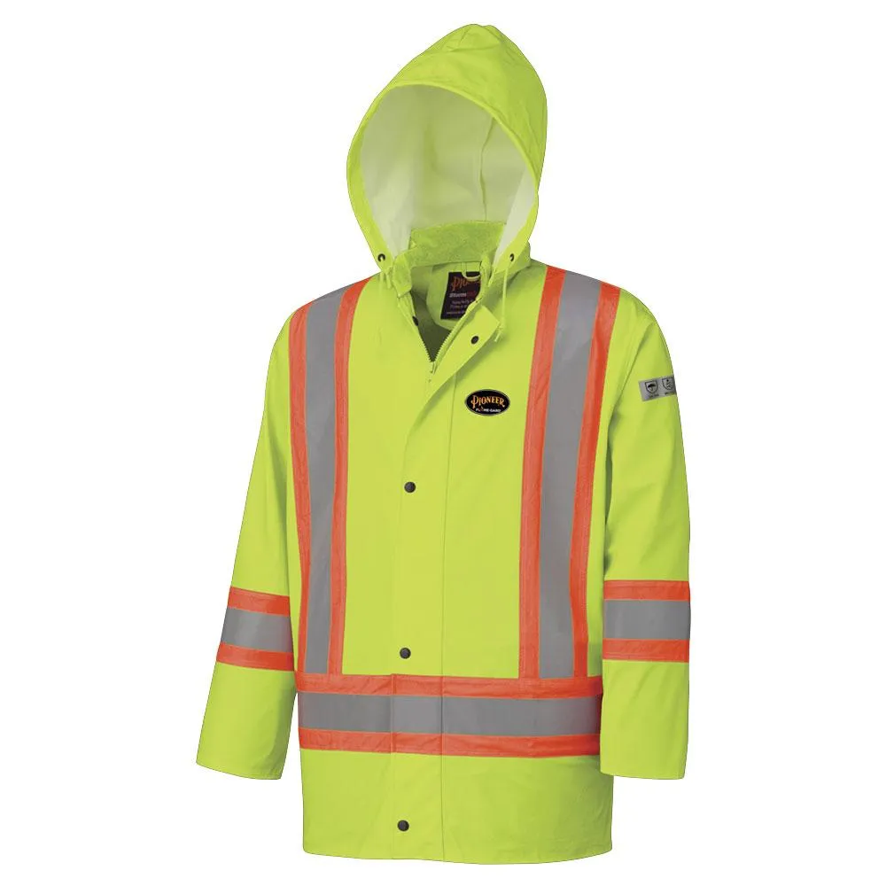 Jacket - Pioneer Hi-Viz Flame Resistant Waterproof Polyurethane Stretch Safety Jacket, 5892 / 5894 / 5894BK