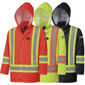 Jacket - Pioneer Hi-Viz Flame Resistant Waterproof Polyurethane Stretch Safety Jacket, 5892 / 5894 / 5894BK