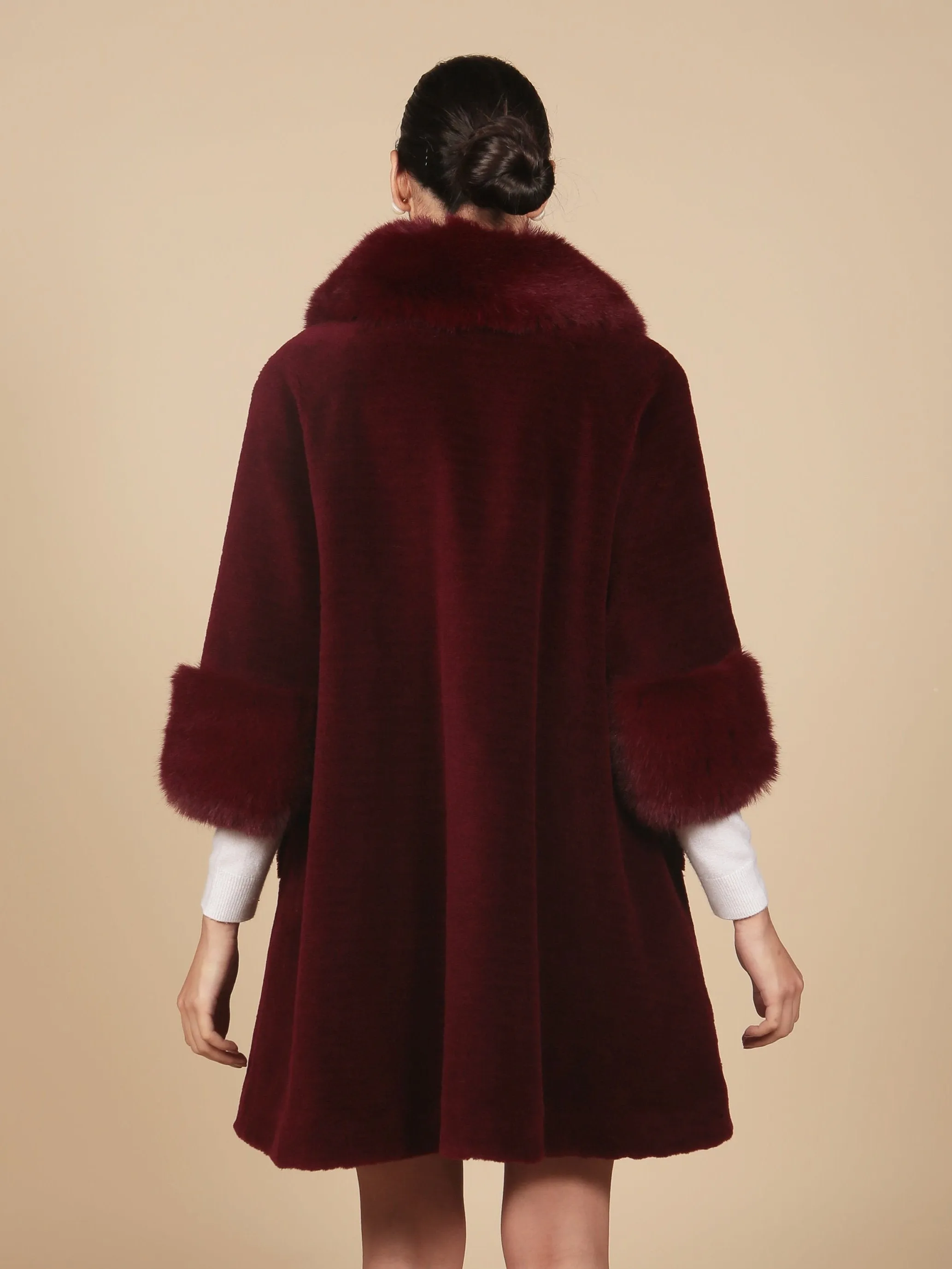 'Marilyn' Wool Swing Coat in Rosso