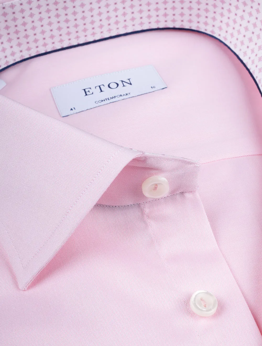 Pink Plain With Inlay Contemporary Fit Shirt