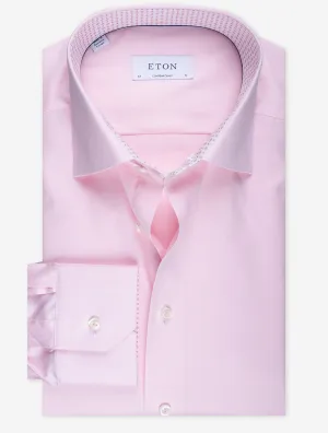 Pink Plain With Inlay Contemporary Fit Shirt