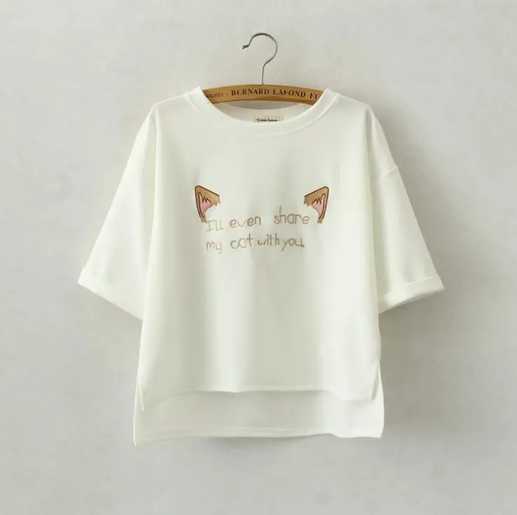 Share My Cat With You Embroidery Shirt