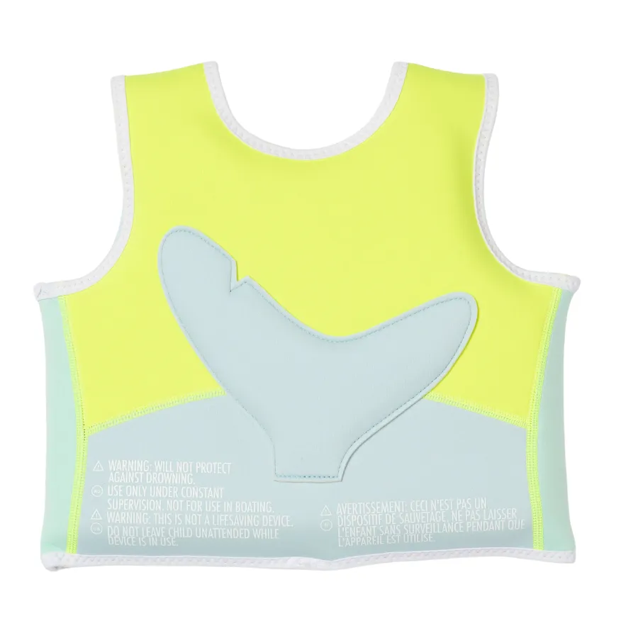 Sunnylife Salty The Shark Swim Vest 2-3 Aqua Neon Yellow SCMSVAQM