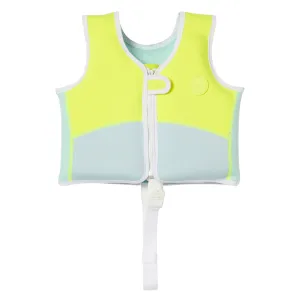 Sunnylife Salty The Shark Swim Vest 2-3 Aqua Neon Yellow SCMSVAQM