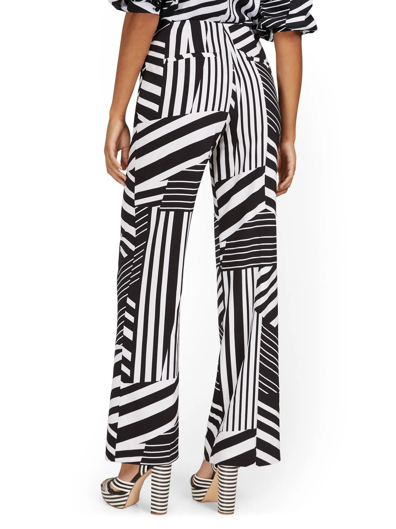 Tall Black and White Abstract Wide-Leg Pant