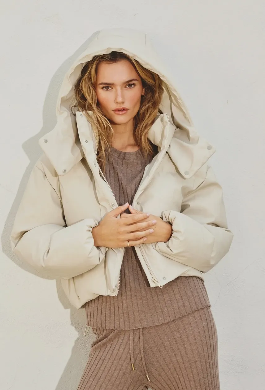 thea pleather puffer coat