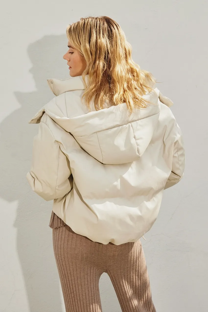 thea pleather puffer coat