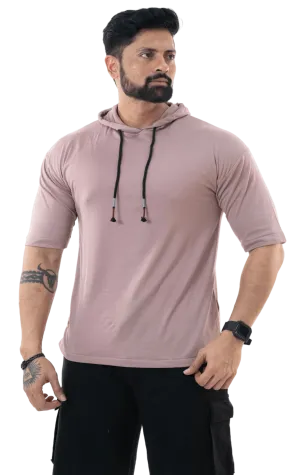 THiNK Men's Pastel Pink Drop Sleeves Hoodie