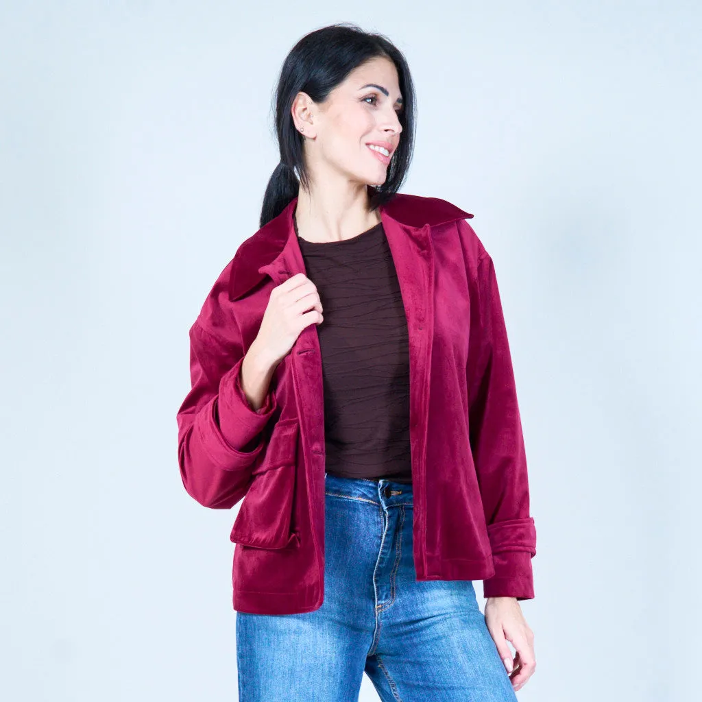 Velvet button-up jacket wholesale