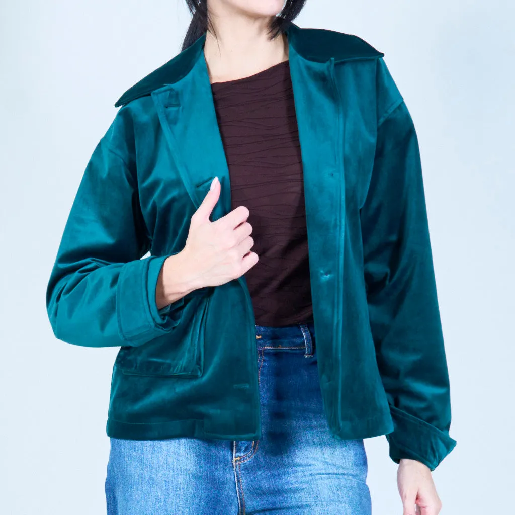 Velvet button-up jacket wholesale