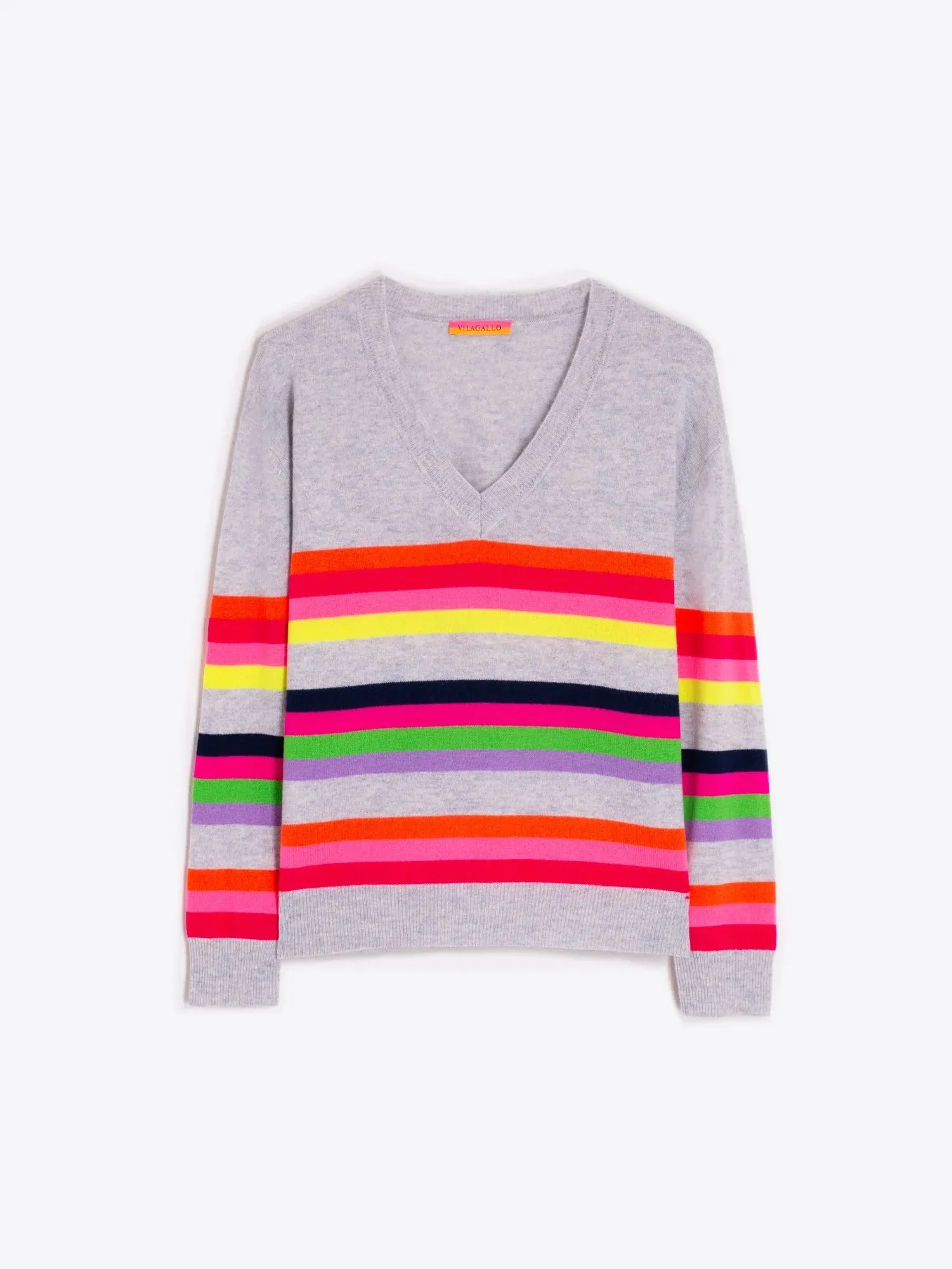 Vilagallo V-Neck Striped Sweater