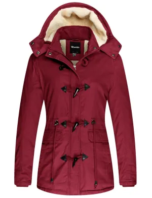 Wantdo Women's Winter Military Cotton Jacket Hooded Outwear Coat Claret Size S