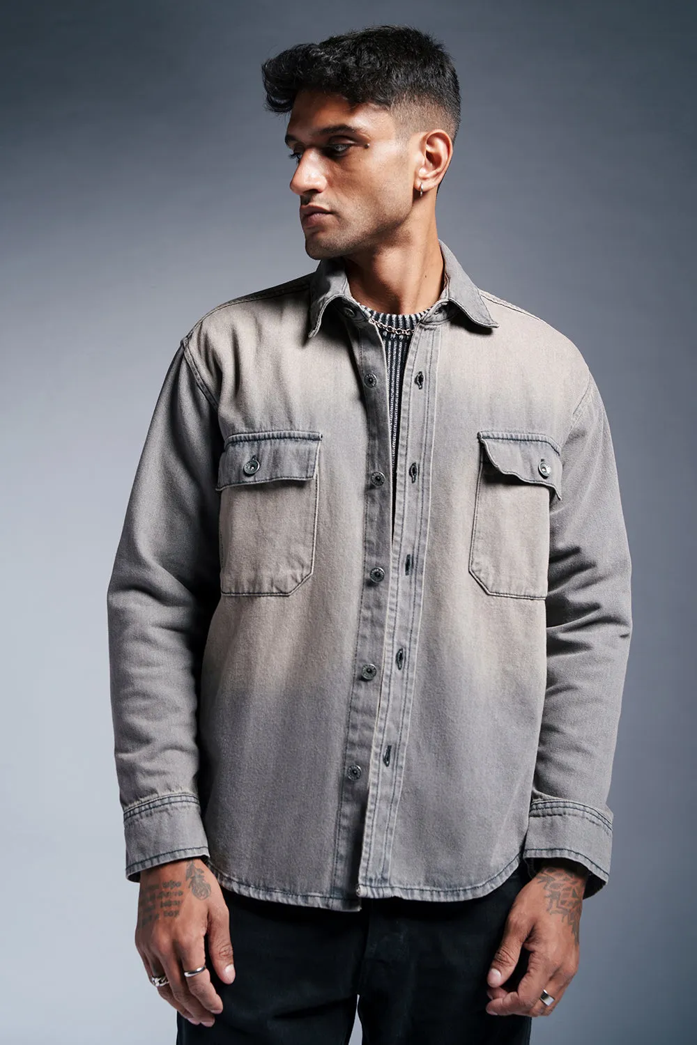 Warm Grey Men's Denim Jacket